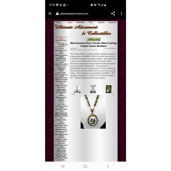 West Germany Glass Transfer ware Courting Couple Cameo Necklace Clip Earrings - Picture 8 of 9